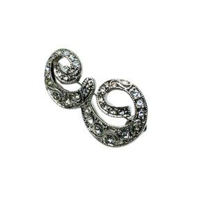 Vintage Monet Petite Rhinestone Silver Tone Swirl Brooch